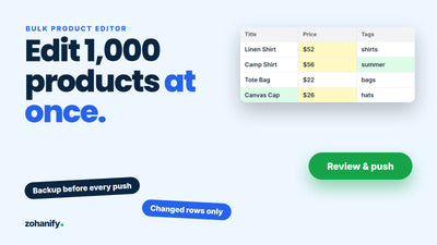 Google Sheets bulk product editor for Shopify by Zohanify