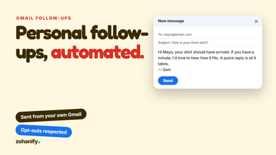 Shopify Gmail customer follow-up automation by Zohanify