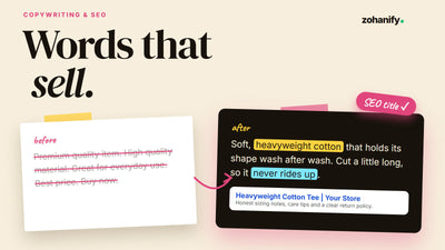 Shopify product page copywriting and SEO service by Zohanify