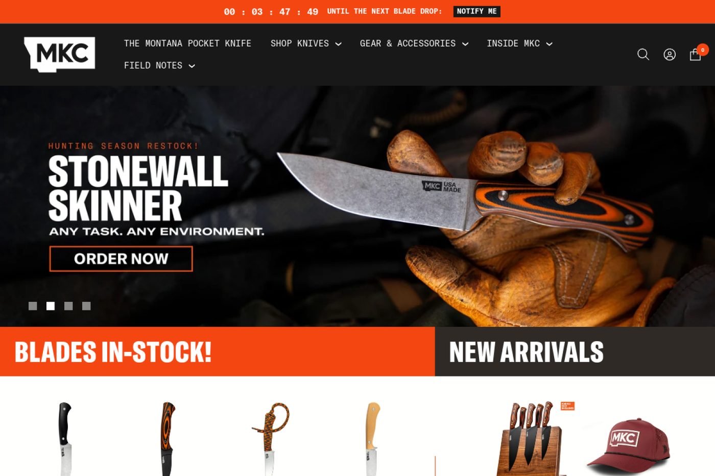 A drop-based store for a knife brand
