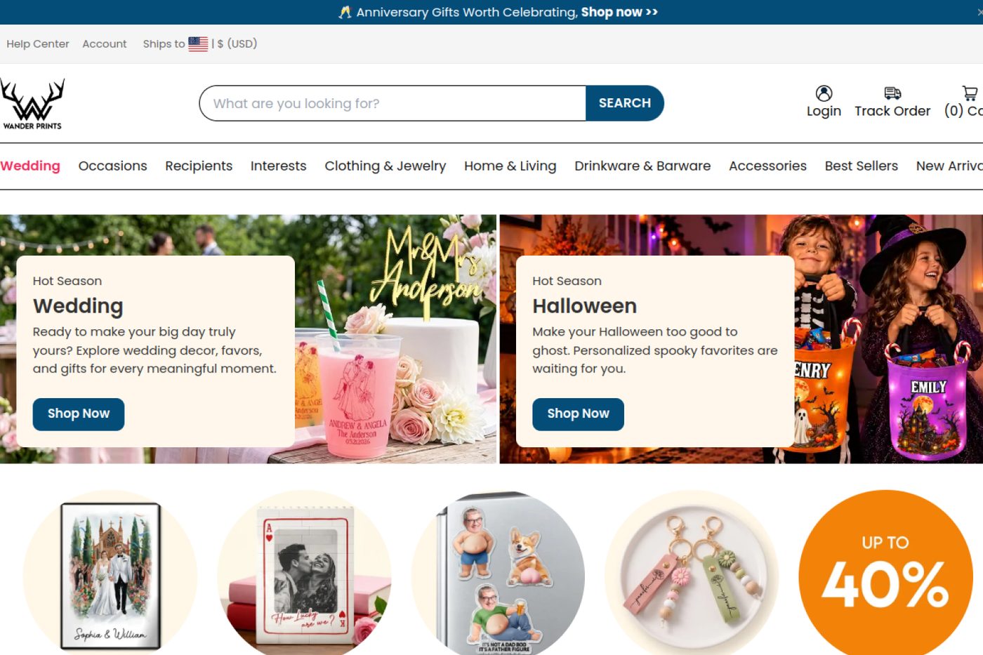 A personalized-gift store with live previews
